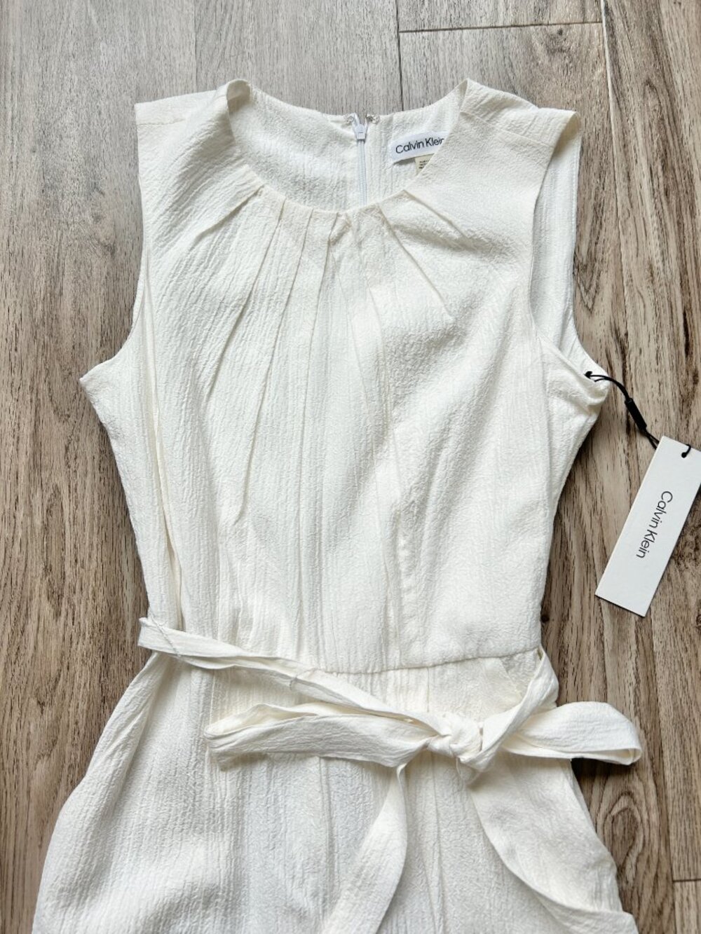 Calvin Klein Crepe Belted Wide Leg Jumpsuit in White Size 2 NWT - Picture 3 of 10